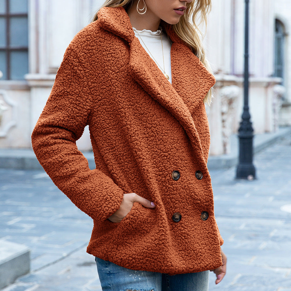 Relaxed Fit Fluffy Lapel Coat