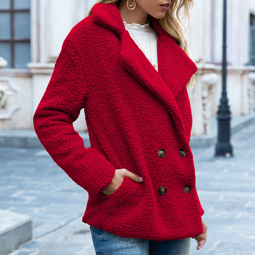 Relaxed Fit Fluffy Lapel Coat