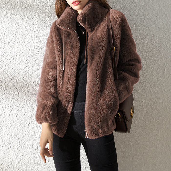 High Neck Fleece Cardigan