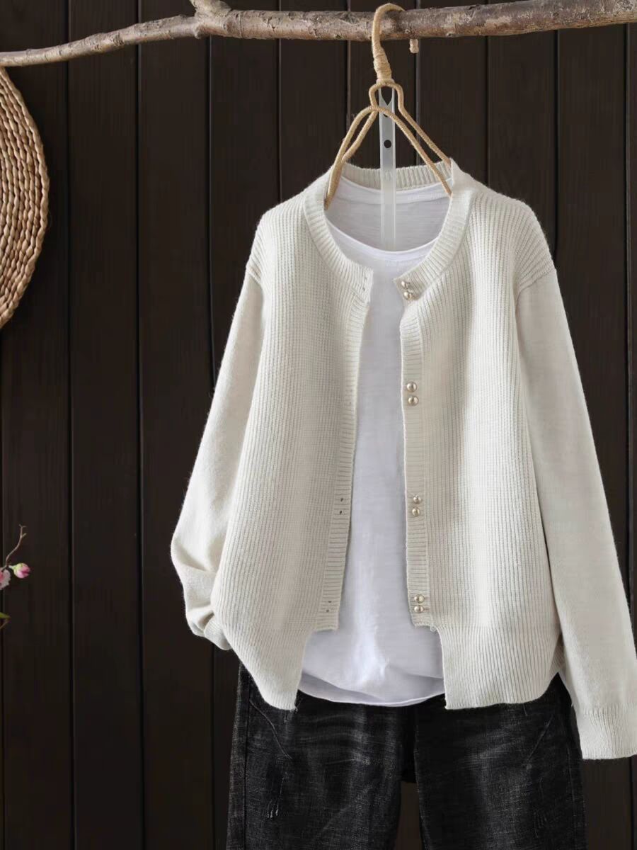 Women's Loose Knitted Cardigan - Soft Classic Autumn Sweater Coat