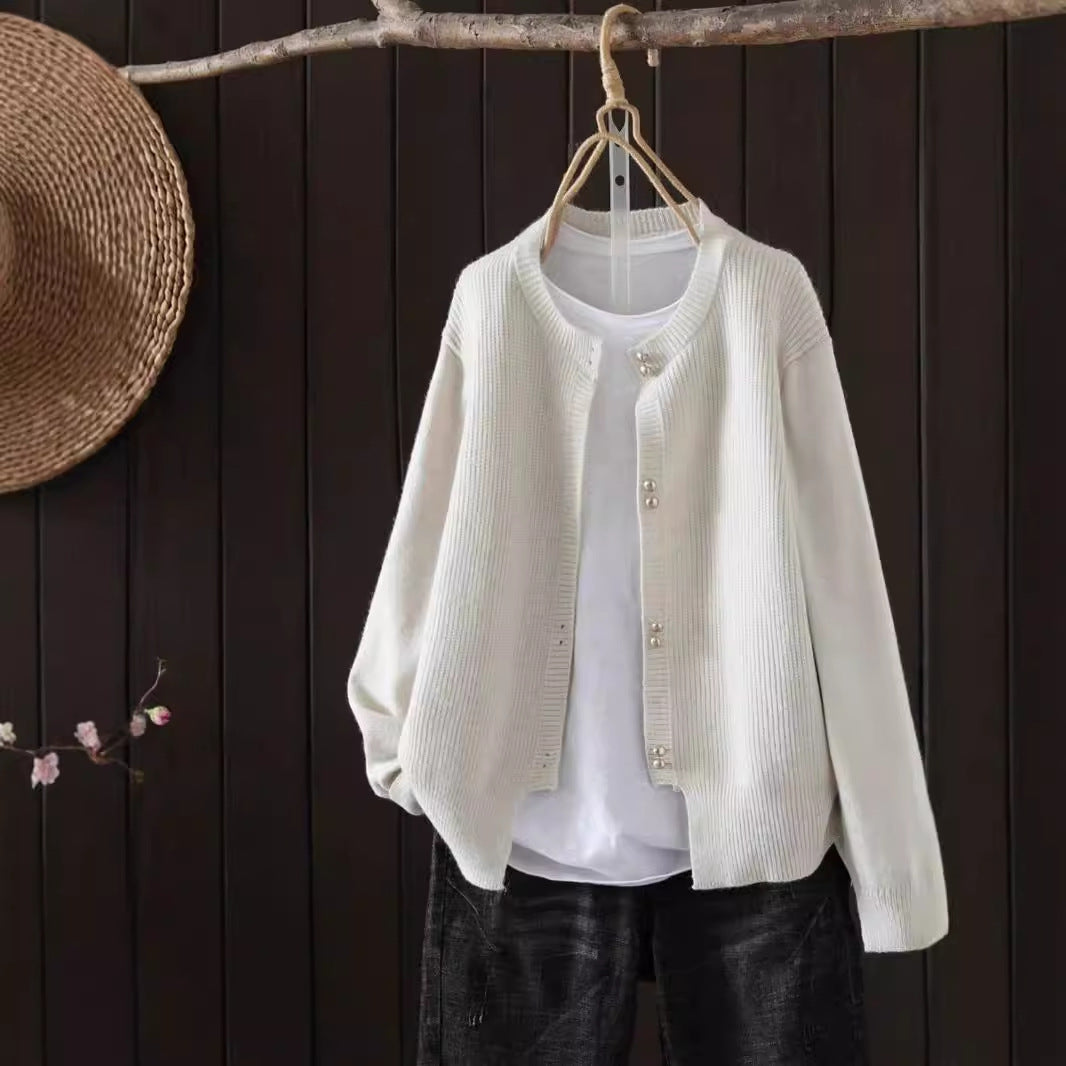 Women's Loose Knitted Cardigan - Soft Classic Autumn Sweater Coat