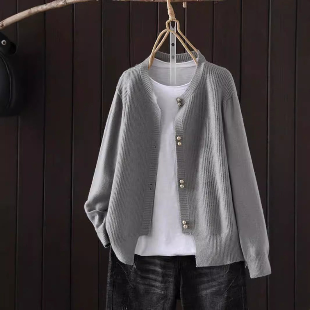 Women's Loose Knitted Cardigan - Soft Classic Autumn Sweater Coat
