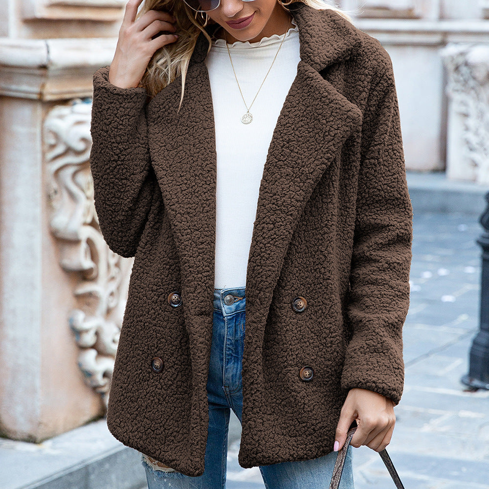 Relaxed Fit Fluffy Lapel Coat