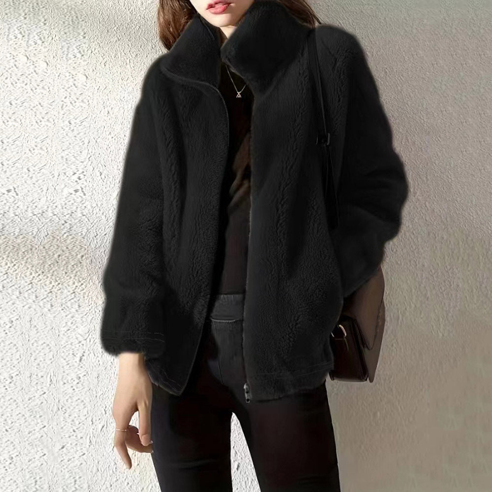 High Neck Fleece Cardigan
