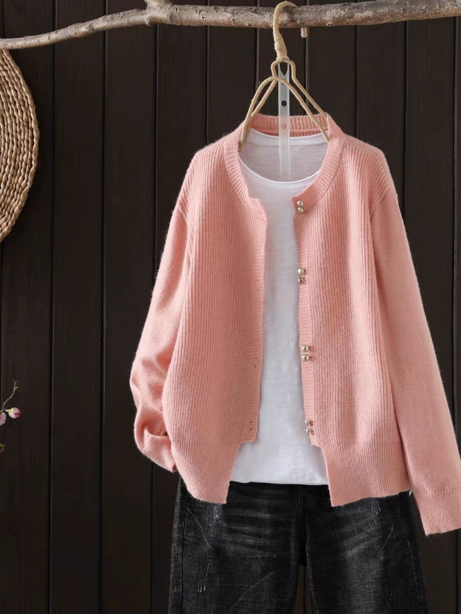 Women's Loose Knitted Cardigan - Soft Classic Autumn Sweater Coat