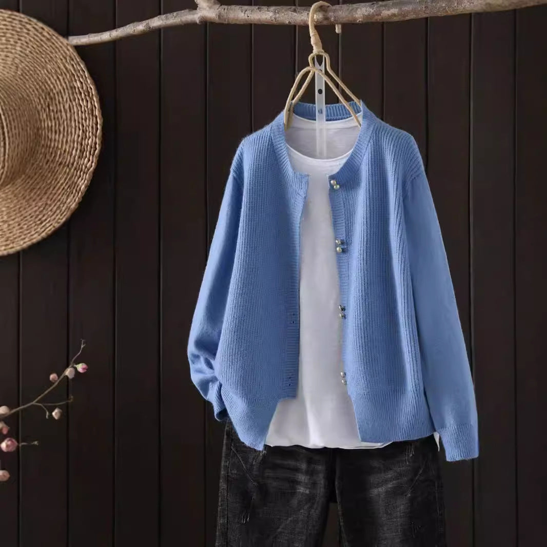 Women's Loose Knitted Cardigan - Soft Classic Autumn Sweater Coat