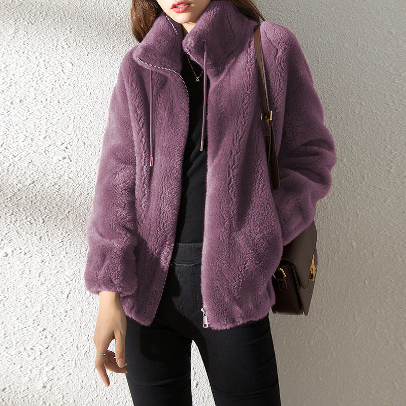 High Neck Fleece Cardigan