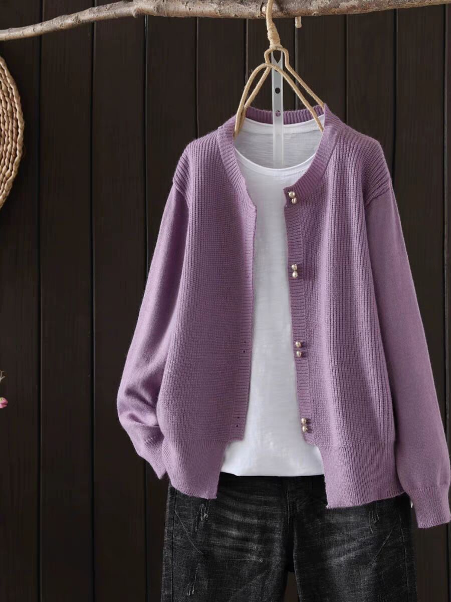 Women's Loose Knitted Cardigan - Soft Classic Autumn Sweater Coat