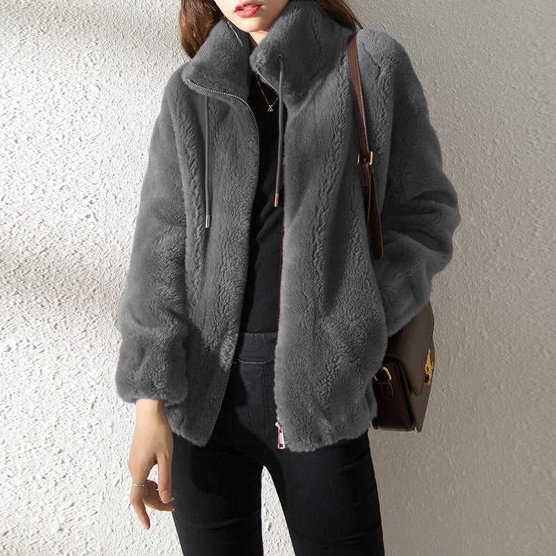 High Neck Fleece Cardigan