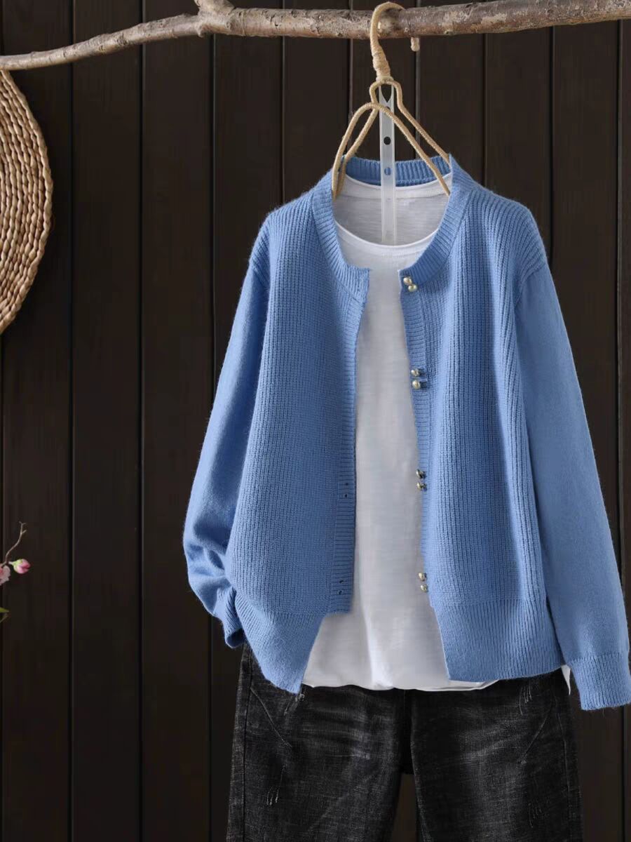 Women's Loose Knitted Cardigan - Soft Classic Autumn Sweater Coat
