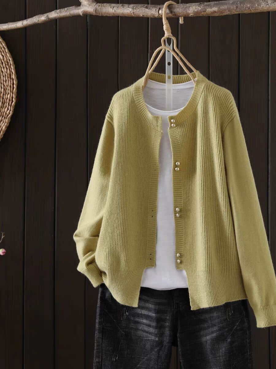 Women's Loose Knitted Cardigan - Soft Classic Autumn Sweater Coat