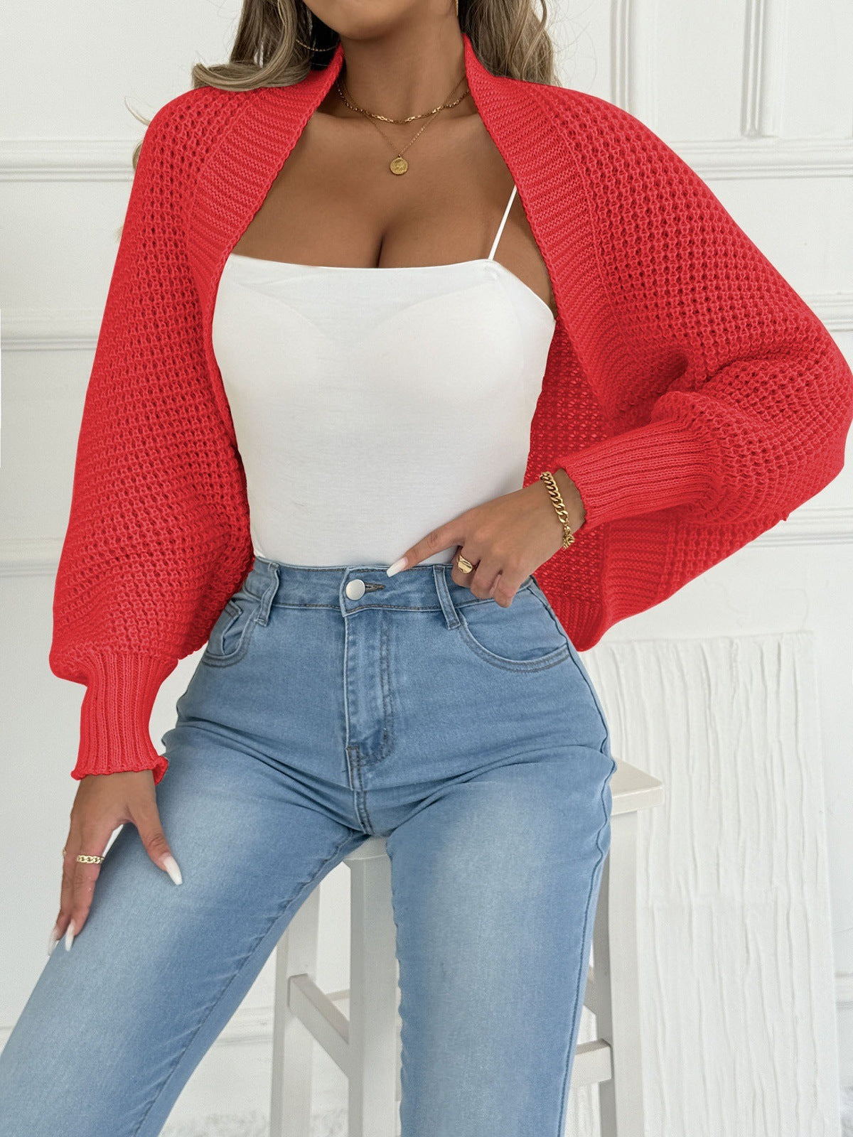 Women's Cardigan Short Coat Shawl Irregular Sweater