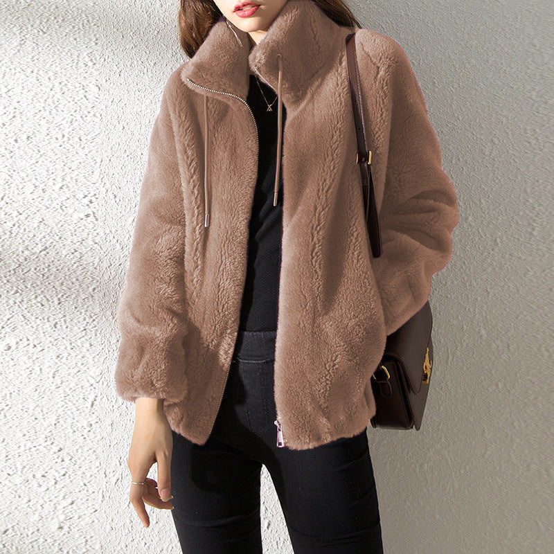High Neck Fleece Cardigan