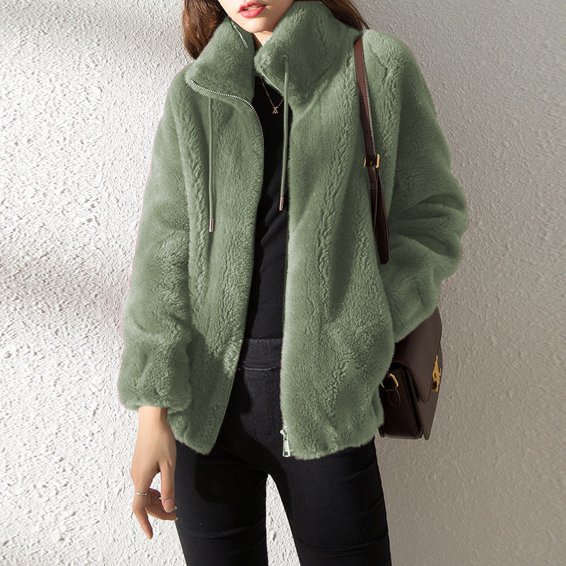 High Neck Fleece Cardigan