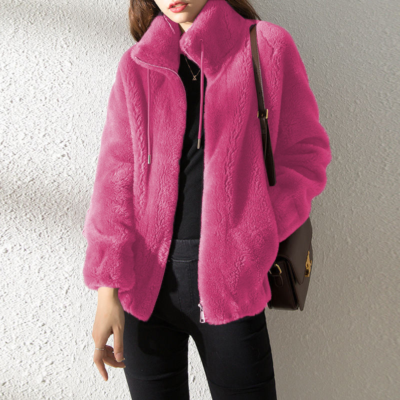 High Neck Fleece Cardigan