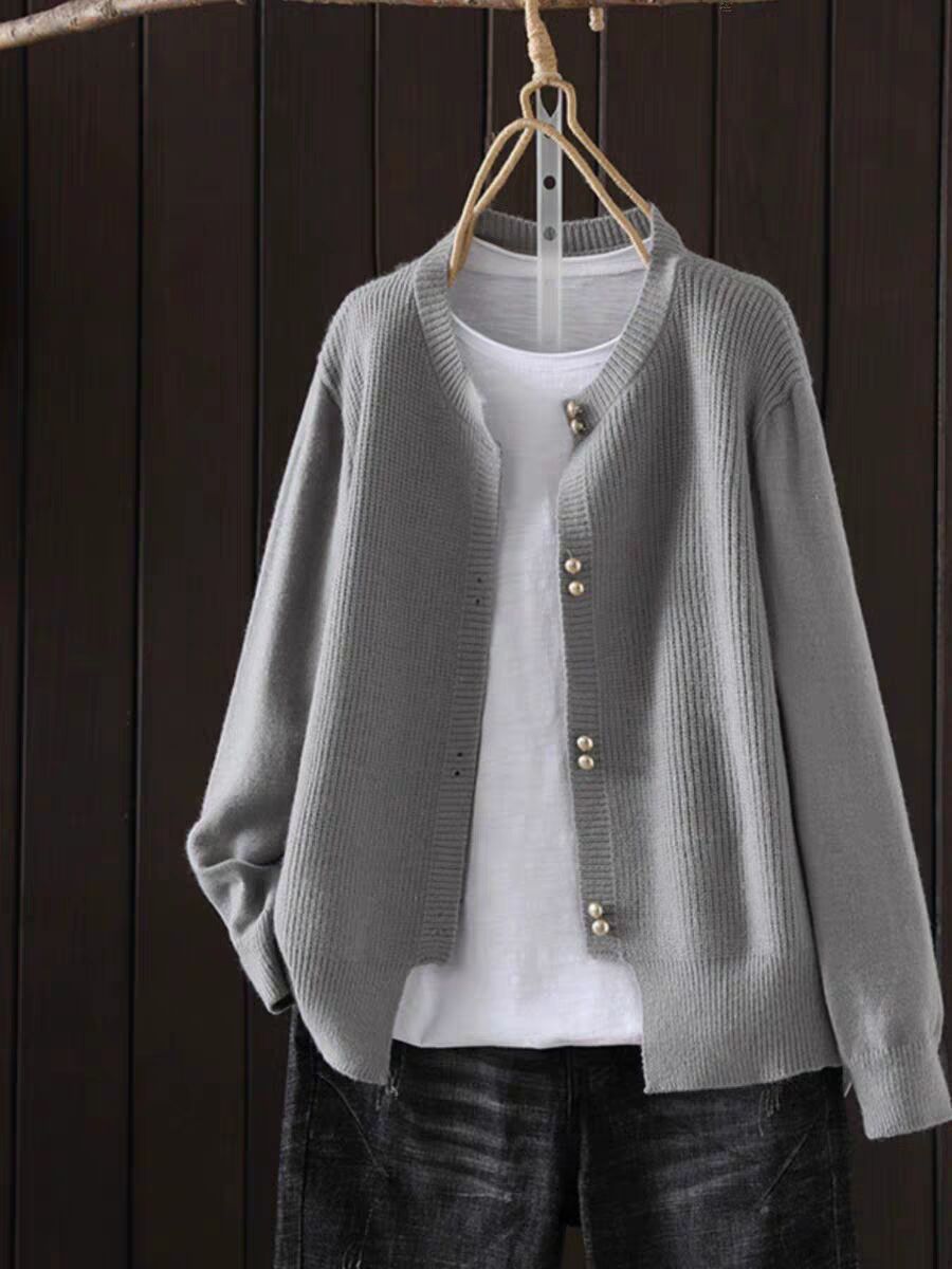 Women's Loose Knitted Cardigan - Soft Classic Autumn Sweater Coat