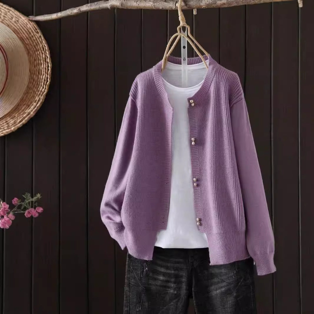 Women's Loose Knitted Cardigan - Soft Classic Autumn Sweater Coat