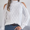 Casual Twist Strapless Half-high Collar Long Sleeves Sweaters Women's Clothing